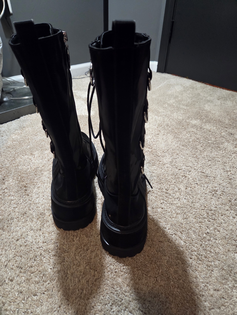 Trent Black Liquid Velvet Boots - Picture 7 of 10